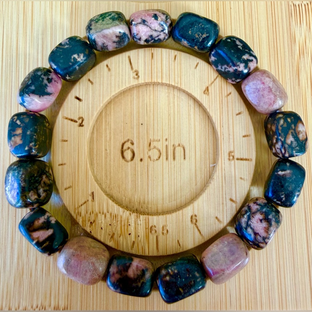 Rhodonite Tumbled Stone Stretch Bracelet - Picture 4 of 5